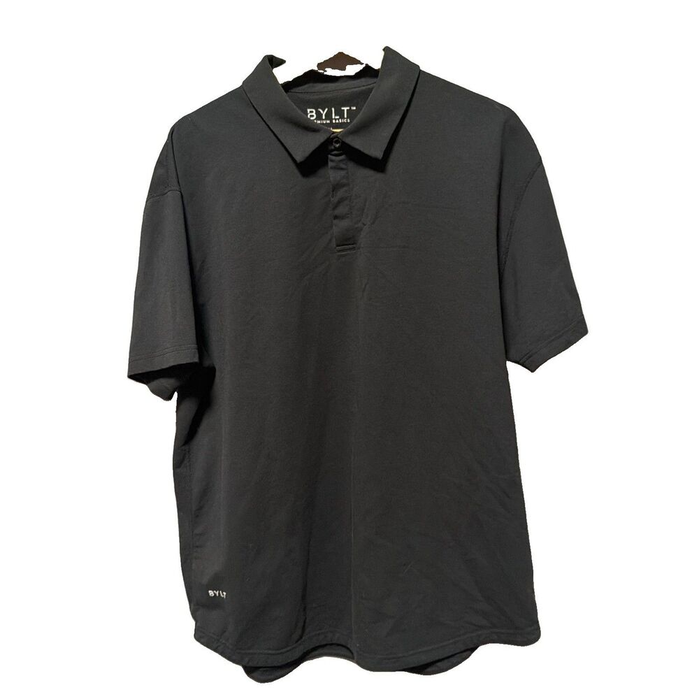 BYLT Drop Cut Polo Shirt Adult XL Black Lux Performance Casual Sports Mens